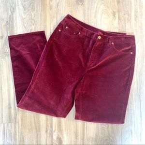 Talbots Burgundy Velvet Stretchy Pants